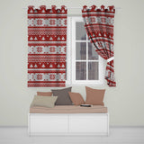 Red Nordic Christmas Tree Snowflake Knitted Seamless Pattern  Readymade Eyelet Ring Top Thermal 100% Blackout Curtains