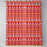 Christmas Gift Box Tree Knit Pattern Red White Yellow Festive Holiday Seamless  Readymade Eyelet Ring Top Thermal 100% Blackout Curtains