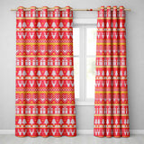 Christmas Gift Box Tree Knit Pattern Red White Yellow Festive Holiday Seamless  Readymade Eyelet Ring Top Thermal 100% Blackout Curtains