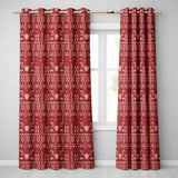 RedNordic Knit Heart Snowflake Pattern Christmas Sweater Style Festive Seamless  Readymade Eyelet Ring Top Thermal 100% Blackout Curtains