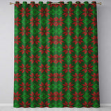 Festive Holly Leaf Berry Knit Pattern Green Red Christmas Seamless Nordic Style  Readymade Eyelet Ring Top Thermal 100% Blackout Curtains