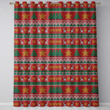 Nordic Deer Heart Tree Knit Pattern Red Green White Festive Seamless Christmas  Readymade Eyelet Ring Top Thermal 100% Blackout Curtains