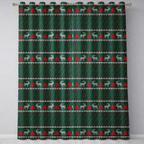 Scandinavian Reindeer Mountain Knit Pattern Green Red White Christmas Seamless  Readymade Eyelet Ring Top Thermal 100% Blackout Curtains