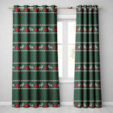 Scandinavian Reindeer Mountain Knit Pattern Green Red White Christmas Seamless  Readymade Eyelet Ring Top Thermal 100% Blackout Curtains