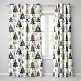 Vintage Style Christmas Trees Ornaments Snowflakes Festive Seamless Pattern  Readymade Eyelet Ring Top Thermal 100% Blackout Curtains