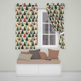 Elegant Christmas Trees Gold Green Red Stars Festive Seamless Pattern  Readymade Eyelet Ring Top Thermal 100% Blackout Curtains