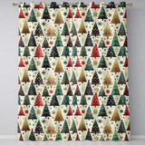 Elegant Christmas Trees Gold Green Red Stars Festive Seamless Pattern  Readymade Eyelet Ring Top Thermal 100% Blackout Curtains