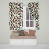 Ornate Christmas Trees Snowflakes Stars Vintage Holiday Seamless Pattern  Readymade Eyelet Ring Top Thermal 100% Blackout Curtains
