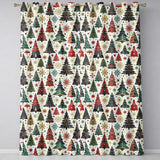 Ornate Christmas Trees Snowflakes Stars Vintage Holiday Seamless Pattern  Readymade Eyelet Ring Top Thermal 100% Blackout Curtains