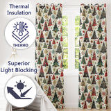 Ornate Christmas Trees Snowflakes Stars Vintage Holiday Seamless Pattern  Readymade Eyelet Ring Top Thermal 100% Blackout Curtains