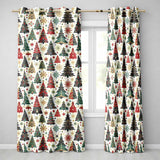 Ornate Christmas Trees Snowflakes Stars Vintage Holiday Seamless Pattern  Readymade Eyelet Ring Top Thermal 100% Blackout Curtains