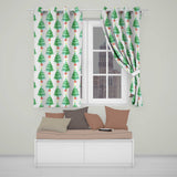 Watercolor Christmas Trees with Lights in Pots Cute Holiday Seamless Pattern  Readymade Eyelet Ring Top Thermal 100% Blackout Curtains