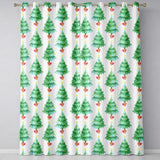 Watercolor Christmas Trees with Lights in Pots Cute Holiday Seamless Pattern  Readymade Eyelet Ring Top Thermal 100% Blackout Curtains