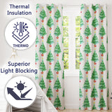 Watercolor Christmas Trees with Lights in Pots Cute Holiday Seamless Pattern  Readymade Eyelet Ring Top Thermal 100% Blackout Curtains