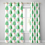 Watercolor Christmas Trees with Lights in Pots Cute Holiday Seamless Pattern  Readymade Eyelet Ring Top Thermal 100% Blackout Curtains