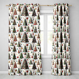 Classic Christmas Trees Ornaments Snowflakes Festive Holiday Seamless Pattern  Readymade Eyelet Ring Top Thermal 100% Blackout Curtains