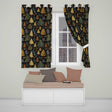 Modern Christmas Trees Golden Leaves Dark Background Festive Seamless Pattern  Readymade Eyelet Ring Top Thermal 100% Blackout Curtains