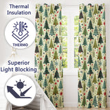 Minimal Christmas Trees Stars Leaves Nordic Holiday Seamless Pattern  Readymade Eyelet Ring Top Thermal 100% Blackout Curtains