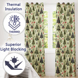 Classic Christmas Trees Ornaments Gifts Snowflakes Festive Seamless Pattern  Readymade Eyelet Ring Top Thermal 100% Blackout Curtains