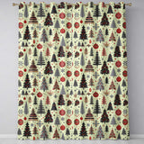 Elegant Christmas Trees Red Green Gold Stars Ornaments Seamless Pattern  Readymade Eyelet Ring Top Thermal 100% Blackout Curtains