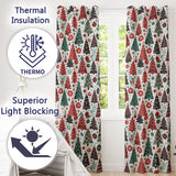 Ornate Christmas Trees Red Green Gold Baubles Festive Seamless Pattern  Readymade Eyelet Ring Top Thermal 100% Blackout Curtains