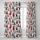 Ornate Christmas Trees Red Green Gold Baubles Festive Seamless Pattern  Readymade Eyelet Ring Top Thermal 100% Blackout Curtains