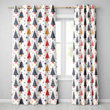 Nordic Christmas Trees Red White Green Snowflakes Festive Seamless Pattern  Readymade Eyelet Ring Top Thermal 100% Blackout Curtains