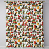 Vintage Christmas Trees Ornaments Red Green Holiday Seamless Pattern  Readymade Eyelet Ring Top Thermal 100% Blackout Curtains