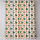 Watercolor Christmas Bells Stars and Trees Seamless Pattern  Readymade Eyelet Ring Top Thermal 100% Blackout Curtains