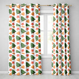 Watercolor Christmas Bells Stars and Trees Seamless Pattern  Readymade Eyelet Ring Top Thermal 100% Blackout Curtains