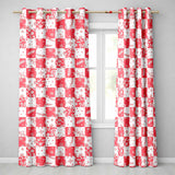 Red White Patchwork Christmas Candy Snowflake Seamless Pattern  Readymade Eyelet Ring Top Thermal 100% Blackout Curtains