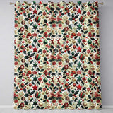 Festive Christmas Stars Ornaments Holly Leaves Seamless Pattern Readymade Eyelet Ring Top Thermal 100% Blackout Curtains