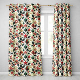 Festive Christmas Stars Ornaments Holly Leaves Seamless Pattern Readymade Eyelet Ring Top Thermal 100% Blackout Curtains