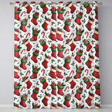 Cute Christmas Stockings Gifts Candy Cane Holly Seamless Pattern Readymade Eyelet Ring Top Thermal 100% Blackout Curtains