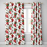 Cute Christmas Stockings Gifts Candy Cane Holly Seamless Pattern Readymade Eyelet Ring Top Thermal 100% Blackout Curtains