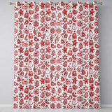 Red Christmas Gingerbread  Snowflake Seamless Pattern  Readymade Eyelet Ring Top Thermal 100% Blackout Curtains