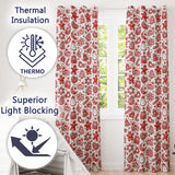 Red Christmas Gingerbread  Snowflake Seamless Pattern  Readymade Eyelet Ring Top Thermal 100% Blackout Curtains