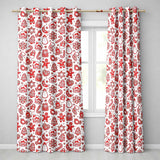 Red Christmas Gingerbread  Snowflake Seamless Pattern  Readymade Eyelet Ring Top Thermal 100% Blackout Curtains