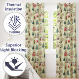 Vintage Christmas Village Snowman Santa Ice Skating Festive Winter Scene  Readymade Eyelet Ring Top Thermal 100% Blackout Curtains