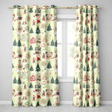 Vintage Christmas Village Snowman Santa Ice Skating Festive Winter Scene  Readymade Eyelet Ring Top Thermal 100% Blackout Curtains