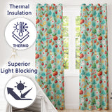 Festive Christmas Trees Ornaments Strawberries Candy Cane Holiday  Readymade Eyelet Ring Top Thermal 100% Blackout Curtains