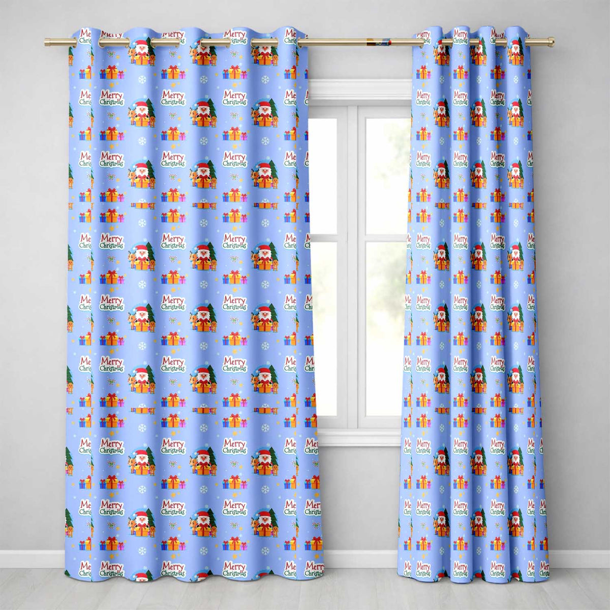 Cute Santa Reindeer Gingerbread Merry Christmas Gifts Seamless Pattern  Readymade Eyelet Ring Top Thermal 100% Blackout Curtains