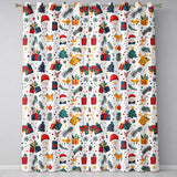 Cute Santa Reindeer Gifts Pine Branch Festive Seamless Pattern  Readymade Eyelet Ring Top Thermal 100% Blackout Curtains