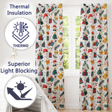 Cute Santa Reindeer Gifts Pine Branch Festive Seamless Pattern  Readymade Eyelet Ring Top Thermal 100% Blackout Curtains