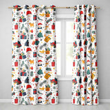 Cute Santa Reindeer Gifts Pine Branch Festive Seamless Pattern  Readymade Eyelet Ring Top Thermal 100% Blackout Curtains