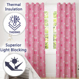 Pink Christmas Snowflakes Trees Gift Box Seamless Pattern  Readymade Eyelet Ring Top Thermal 100% Blackout Curtains