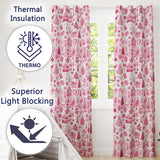 Soft Pink Christmas Baubles Botanical Seamless Pattern  Readymade Eyelet Ring Top Thermal 100% Blackout Curtains
