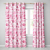Soft Pink Christmas Baubles Botanical Seamless Pattern  Readymade Eyelet Ring Top Thermal 100% Blackout Curtains