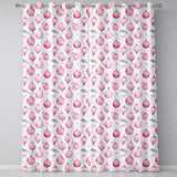 Watercolor Pink Christmas Baubles Ribbon Pine Seamless Pattern  Readymade Eyelet Ring Top Thermal 100% Blackout Curtains