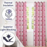 Scandinavian Pink Snowflake Nordic Seamless Pattern  Readymade Eyelet Ring Top Thermal 100% Blackout Curtains